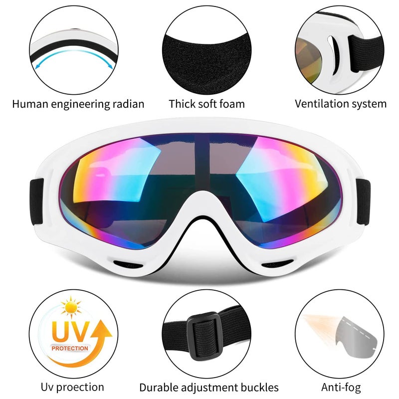 COOLOO Ski Goggles, 2 Pack Snow Goggles Snowboard Goggles for Men Women Kids - UV Protection Foam Anti-Scratch Dustproof - Image 2